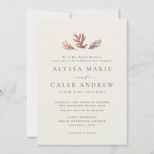 Feuilles automautomne faire-part de mariage (Devant)