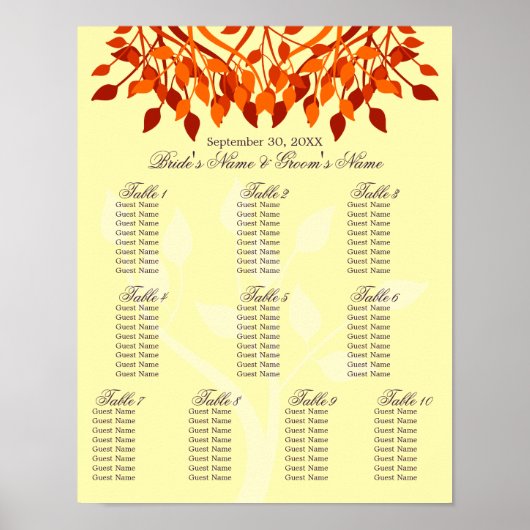 Feuilles automnales 11 x 14 Tableau de sièges (Devant)