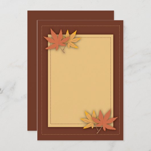 Feuilles automnales Cartes à notes plats chic (Devant / Derrière)