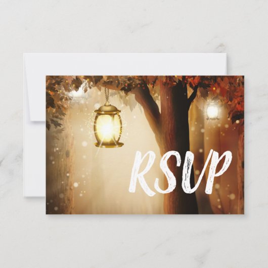 Feuilles automnales en chêne rustique Cartes RSVP  (Dos)