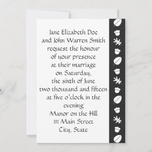 Feuilles automnales en Faire-part de mariage noir