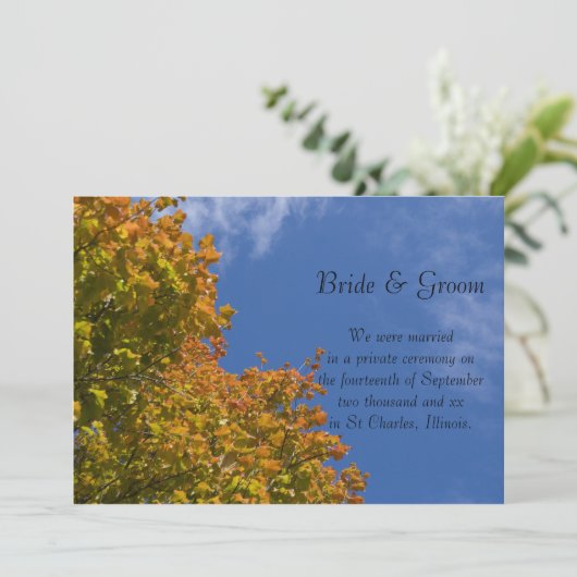 Feuilles automnales et Faire-part de mariage Ciel  (Debout devant)