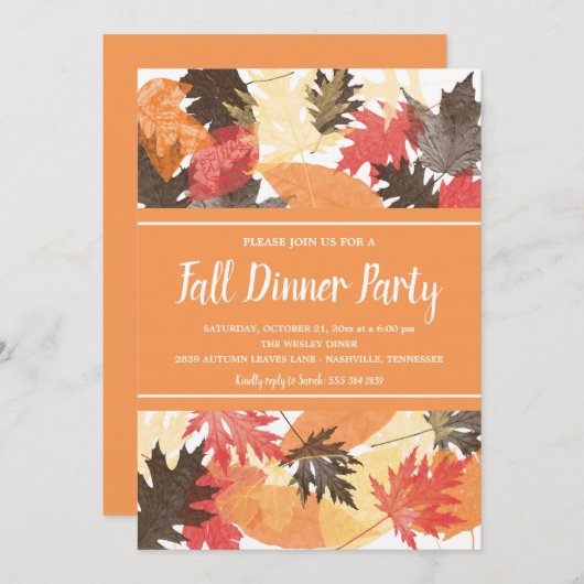 Feuilles automnales | Invitation à la fête d'autom (Devant / Derrière)