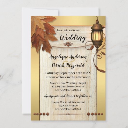 Feuilles automnales Lanterne Lumière Faire-part de (Devant)