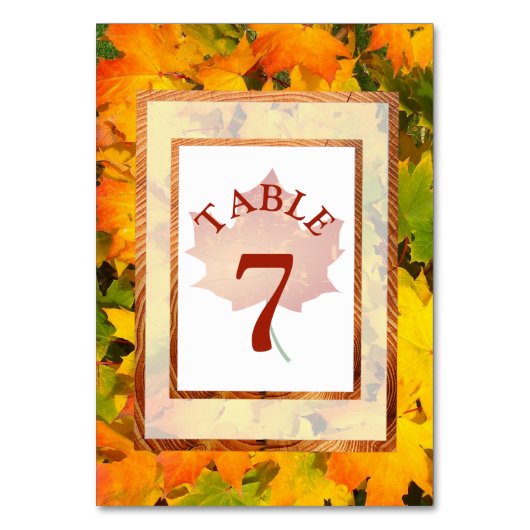 Feuilles automnales Mariage d'automne Carte de num (Dos)
