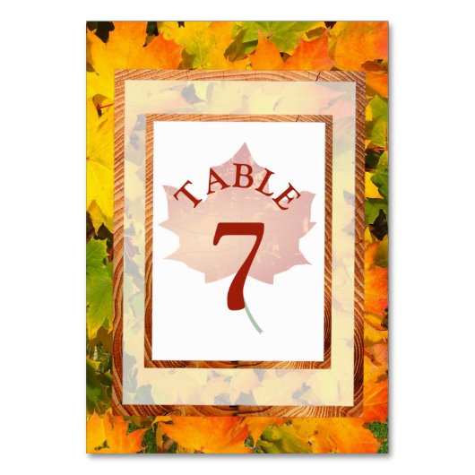 Feuilles automnales Mariage d'automne Carte de num (Par défaut)