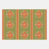 Feuilles automnales orange et vert monogramme (Devant 2)