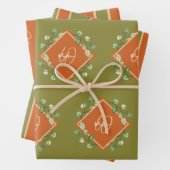 Feuilles automnales orange et vert monogramme (En situation)