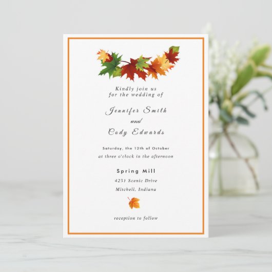 Feuilles automnales Personnaliser la Faire-part de (Debout devant)