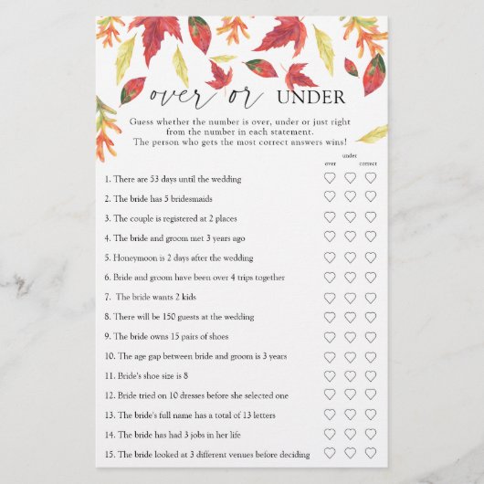 Feuilles automnales - Plus ou sous la douche nupti (Devant)