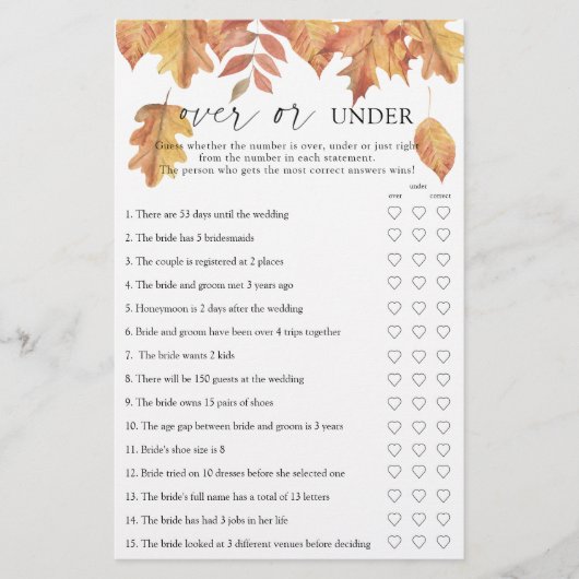 Feuilles automnales - Plus ou sous la douche nupti (Devant)