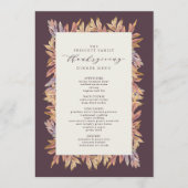 Feuilles automnales Thanksgiving menu (Devant)
