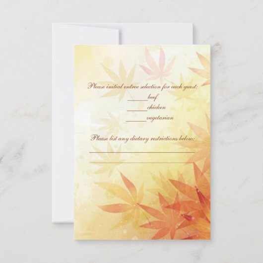 Feuilles automnaux rouges et dorés RSVP (Dos)