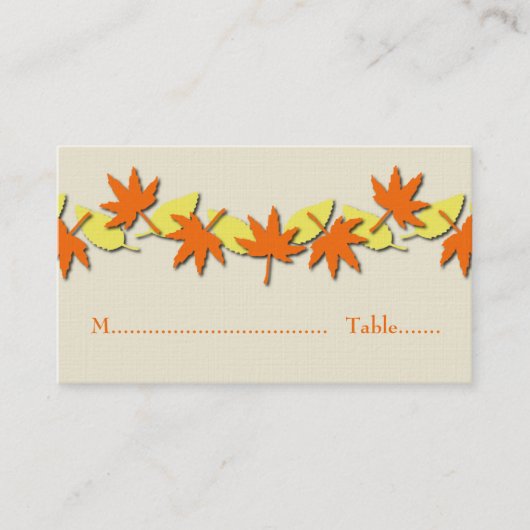 Feuilles Automne Carte Bordure, Orange/Jaune (Devant)