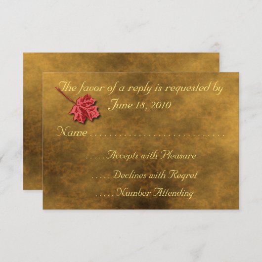 Feuilles Automne Cartes RSVP (Devant / Derrière)