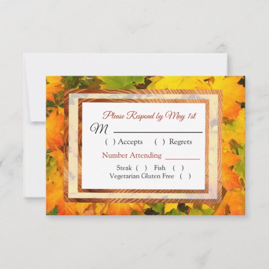 Feuilles Automne Mariage Automne Carte RSVP (Devant)