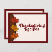 Feuilles Automne Thanksgiving Recette Cartes (Devant / Derrière)