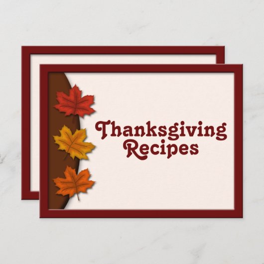 Feuilles Automne Thanksgiving Recette Cartes (Devant / Derrière)