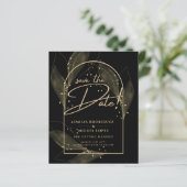 Feuilles Black Gold Moderne Mariage Enregistrer La (Debout devant)