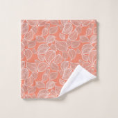 Feuilles blanches sur serviette orange (Gant de toilette)