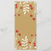 Feuilles blancs & Berries Gold Holiday Menu Noël (Dos)