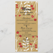 Feuilles blancs & Berries Gold Holiday Menu Noël (Devant)