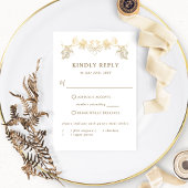 Feuilles blancs et dorés chic, RSVP avec repas