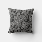 Feuilles blancs sur oreiller à lancer noir (Recto)