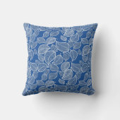 Feuilles blancs sur oreiller bleu vif (Verso)