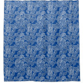 Feuilles blancs sur rideau de douche bleu (Devant)