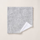 Feuilles blancs sur serviette gris argent (Gant de toilette)