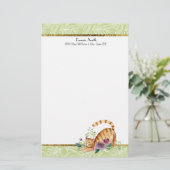 Feuilles blancs verts et papeterie de chat de tigr (Debout devant)