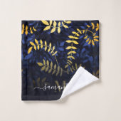 Feuilles bleu et or (Gant de toilette)