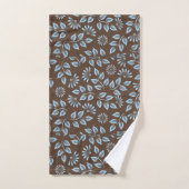 Feuilles Bleues Tendances sur Marron / Monogramme (Serviette à main)