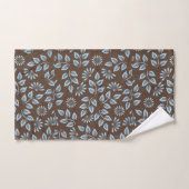 Feuilles Bleues Tendances sur Marron / Monogramme (Serviette à main)