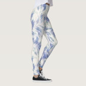 Feuilles bleues Vintage Motif Nature Leggings (Droite)