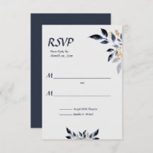 Feuilles bleus avec mariage or RSVP