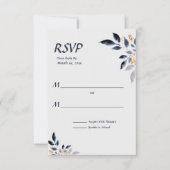 Feuilles bleus avec mariage or RSVP (Devant)