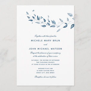 Feuilles Bleus de la marine simple Faire-part de m