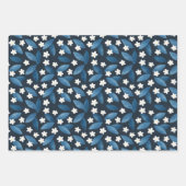 Feuilles bleus et fleurs blanches sur Arrière - pl (Devant)