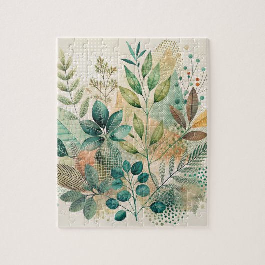 Feuilles botaniques Collage Jigsaw Puzzle (Vertical)