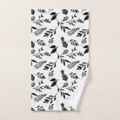 Feuilles botaniques noirs et blancs modernes | (Serviette à main)