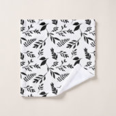 Feuilles botaniques noirs et blancs modernes | (Gant de toilette)