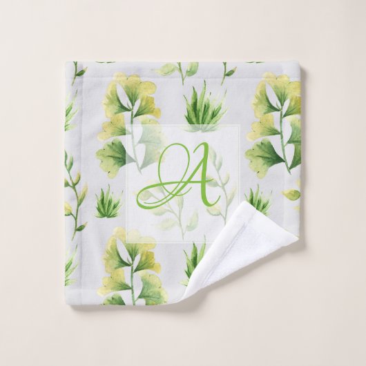 Feuilles botaniques personnalisées Aquarelle Déco (Gant de toilette)