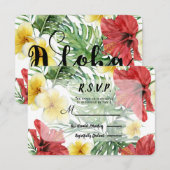 Feuilles botaniques tropicaux Mariage floral RSVP (Devant / Derrière)