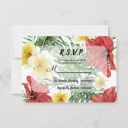 Feuilles botaniques tropicaux Mariage floral RSVP (Devant)