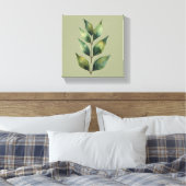 Feuilles botaniques vert sauge sur toile (Insitu(Chambre))