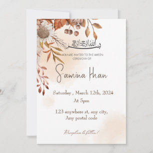 Feuilles Brown d'automne avec invitation Ameen