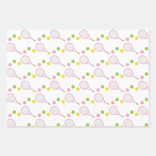 Feuilles cadeaux de tennis rose et vert (Devant 2)