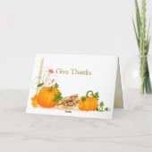 Feuilles citrouilles, maïs et automne Carte Thanks (Dos)